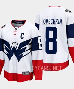 Alexander Ovechkin 8 Washington Capitals 2023 Jersey Stadium White Primegreen