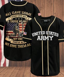 All Gave Some Some Gave All Us Army Black Personalized 3d Baseball Jersey