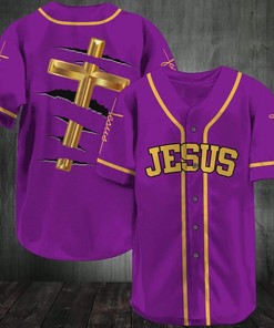 Amazing Jesus Cross Purple Personalized 3d Baseball Jersey