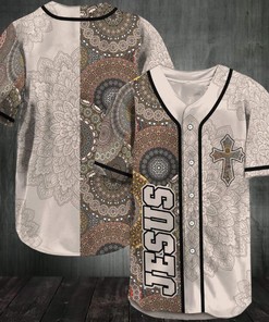 Amazing Jesus Mandala Brown Personalized 3d Baseball Jersey