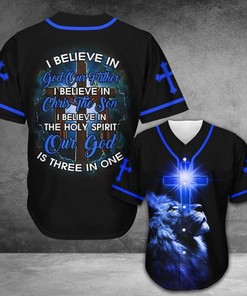 Amazing Lion King I Believe In God Personalized 3d Baseball Jersey