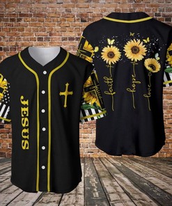 Amazing Sunflower And Jesus 3d Personalized 3d Baseball Jersey