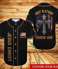 American Christian One Nation Under God Custom Personalized Name Baseball Jersey
