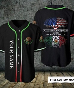 American Grown With Mexican Roots Personalized Name Baseball Jersey