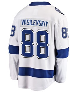 Andrei Vasilevskiy 88 Tampa Bay Lightning Stanley Cup 2023 Playoffs Patch Away Breakaway Men Jersey - White