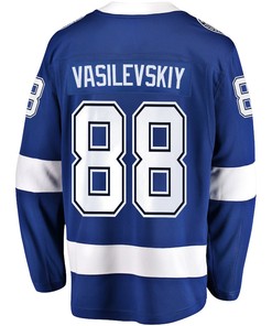 Andrei Vasilevskiy 88 Tampa Bay Lightning Stanley Cup 2023 Playoffs Patch Home Breakaway Men Jersey - Blue