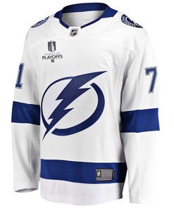 Anthony Cirelli 71 Tampa Bay Lightning Stanley Cup 2023 Playoffs Patch Away Breakaway Men Jersey - White