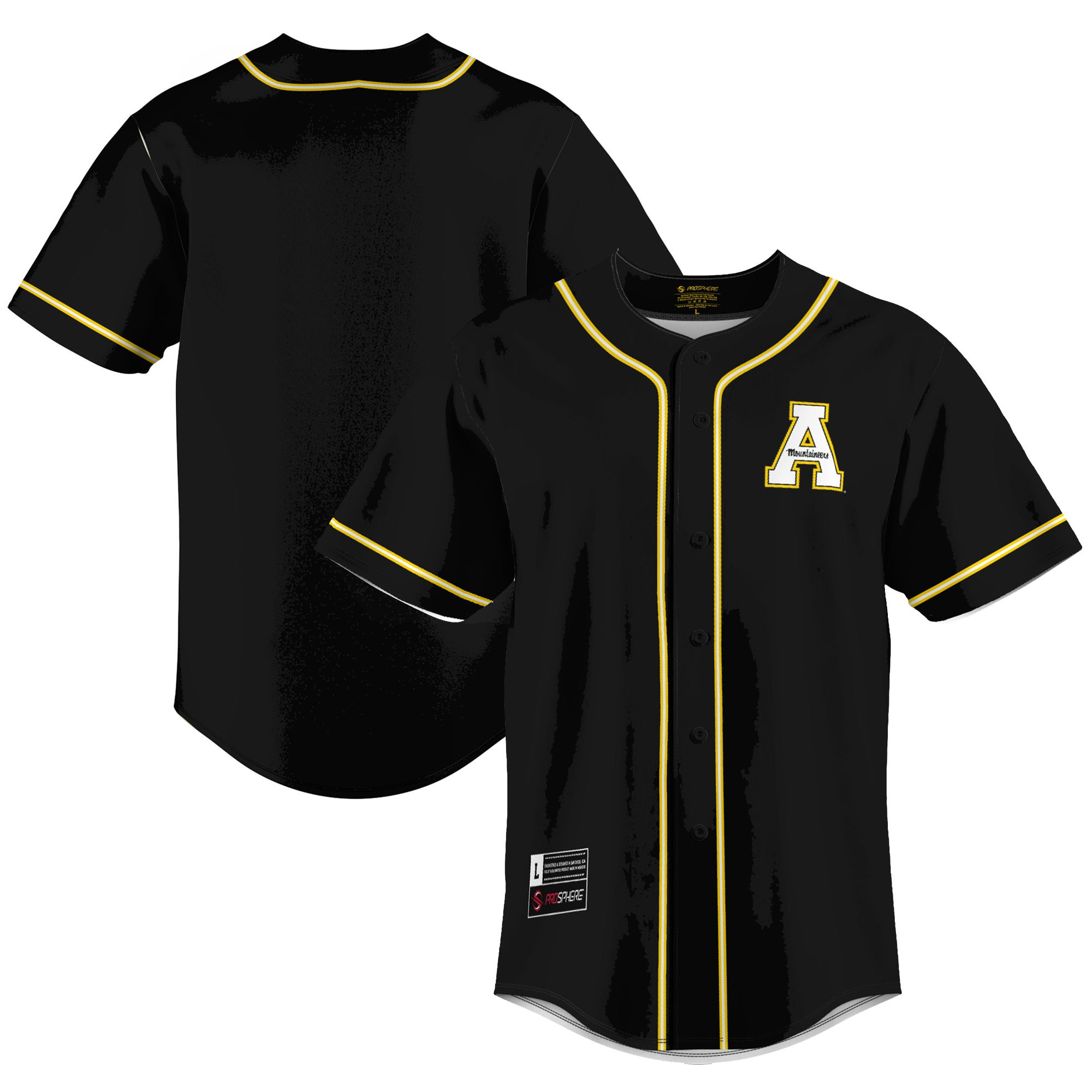 Appalachian State Mountaineers Baseball Jersey - Black Ncaa