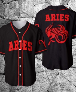 Aries Zodiac Black Red Personalized 3d Baseball Jersey