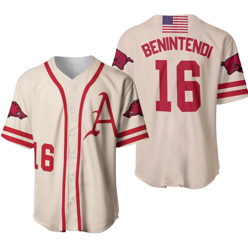 Arkansas Razorbacks Andrew Benintendi #16 Mlb Baseball Team Benintendi College 3d Designed Allover Gift For Arkansas Fans 1 Baseball Jersey