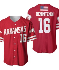 Arkansas Razorbacks Andrew Benintendi #16 Mlb Baseball Team Benintendi College Red 3d Designed Allover Gift For Arkansas Fans Baseball Jersey
