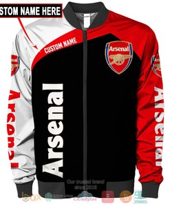 Arsenal FC Custom Name Black Red Bomber Jacket