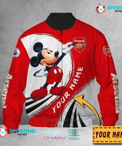Arsenal FC Custom Name Mickey Mouse Bomber Jacket