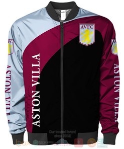 Aston Villa FC Claret Blue Black Bomber Jacket