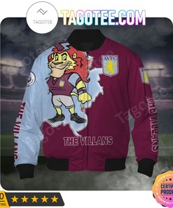 Aston Villa FC Claret Blue Mascot Scratch Bomber Jacket