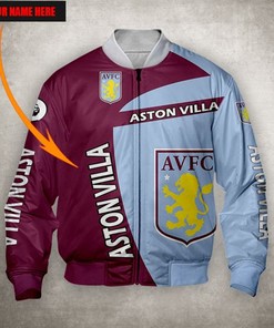 Aston Villa FC Custom Name Claret Blue Bomber Jacket