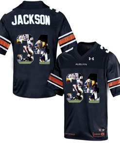 Auburn Tigers Bo Jackson Navy Blue Printing Player Portrait Football Jersey