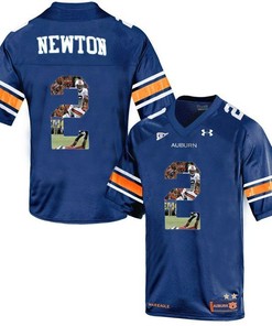 Auburn Tigers Cam Newton Navy Blue Printing Player Portrait Football Jersey