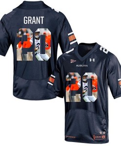 Auburn Tigers Corey Grant Navy Blue Printing Player Portrait Football Jersey