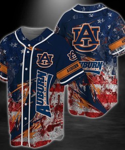 Auburn Tigers NCAA Baseball Jersey Shirt US Flag