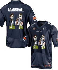 Auburn Tigers Nick Marshall Navy Blue Printing Player Portrait Football Jersey