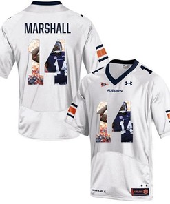 Auburn Tigers Nick Marshall White Printing Player Portrait Football Jersey
