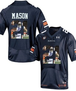 Auburn Tigers Tre Mason Navy Blue Printing Player Portrait Football Jersey