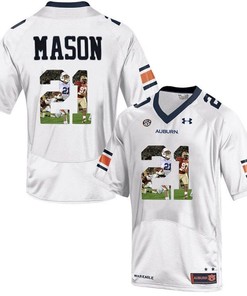 Auburn Tigers Tre Mason White Printing Player Portrait Football Jersey