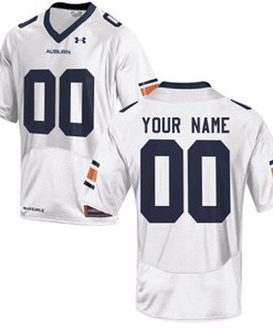 Auburn Tigers White Customized Football Jersey