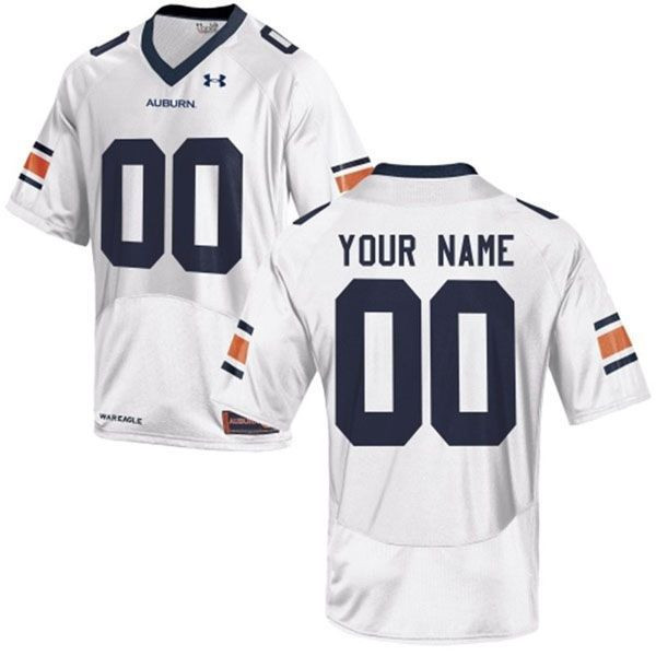 Auburn Tigers White Customized Football Jersey