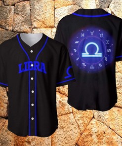 Awesome Libra Zodiac Black Blue Personalized 3d Baseball Jersey