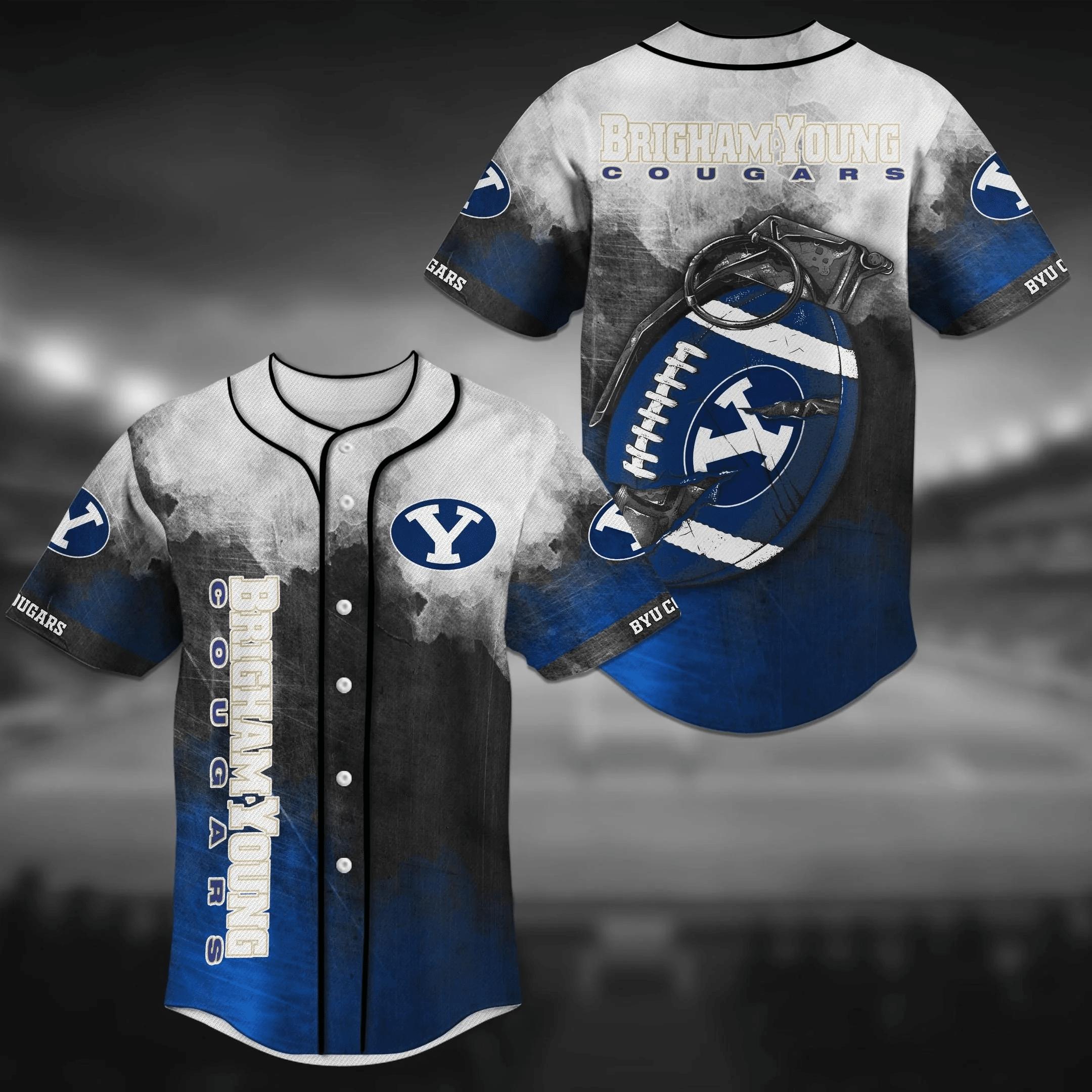 BYU Cougars NCAA Baseball Jersey Shirt Grenade
