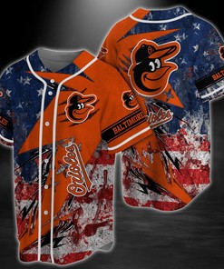 Baltimore Orioles MLB Baseball Jersey Shirt with US Flag Design