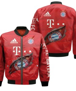 Bayern Munich Red Scratch Bomber Jacket