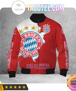 Bayern Munich Red White Scratch Verstehen Bomber Jacket