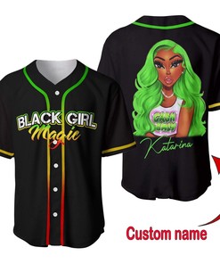 Black Girl Magic Cash Only Custom Personalized Name Image Baseball Jersey kv