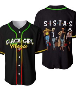 Black Girl Magic Sistas Afro Women Personalized 3d Baseball Jersey kv