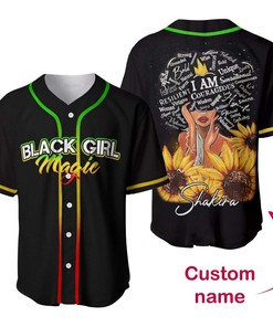 Black Girl Magic Sunflower Custom Personalized Name Baseball Jersey kv