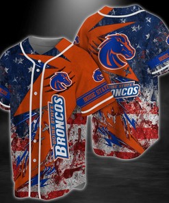 Boise State Broncos NCAA Baseball Jersey Shirt US Flag