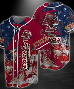 Boston College Eagles NCAA Baseball Jersey Shirt US Flag
