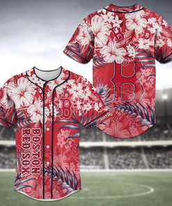 Boston Red Sox Flower Patterned Baseball Jersey Shirt