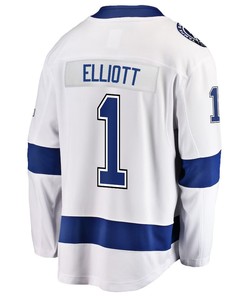 Brian Elliott 1 Tampa Bay Lightning Stanley Cup 2023 Playoffs Patch Away Breakaway Men Jersey - White