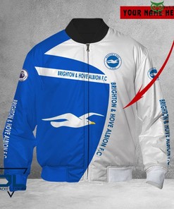 Brighton & Hove Albion FC Custom Name Logo Edition Bomber Jacket