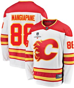 Calgary Flames Andrew Mangiapane 88 Away 2022 Stanley Cup Champions Breakaway Men Jersey - White