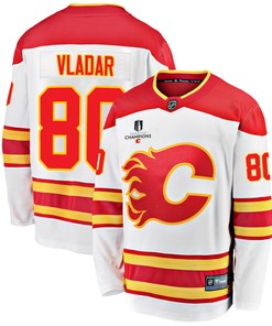 Calgary Flames Dan Vladar 80 Away 2022 Stanley Cup Champions Breakaway Men Jersey - White