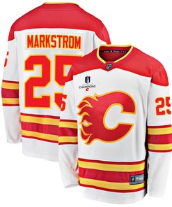 Calgary Flames Jacob Markstrom 25 Away 2022 Stanley Cup Champions Breakaway Men Jersey - White