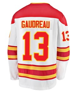 Calgary Flames Johnny Gaudreau 13 Away 2022 Stanley Cup Champions Breakaway Men Jersey - White