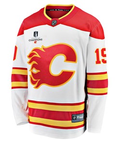 Calgary Flames Matthew Tkachuk 19 Away 2022 Stanley Cup Champions Breakaway Men Jersey - White