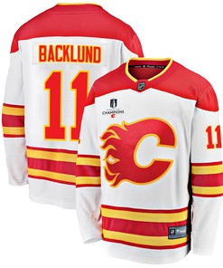 Calgary Flames Mikael Backlund 11 Away 2022 Stanley Cup Champions Breakaway Men Jersey - White