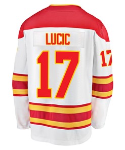 Calgary Flames Milan Lucic 17 Away 2022 Stanley Cup Champions Breakaway Men Jersey - White
